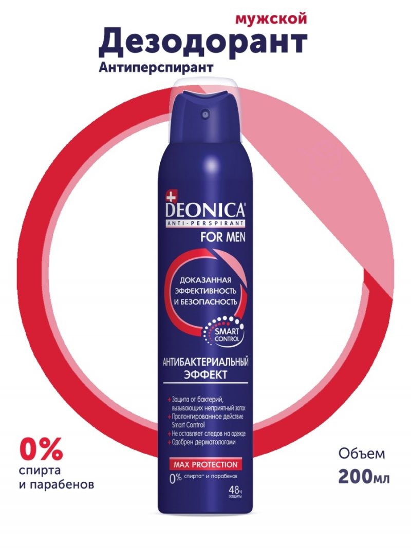 Дезодорант-Антиперспирант DEONICA Антибактериальный эффект for Men  200 мл (спрей)