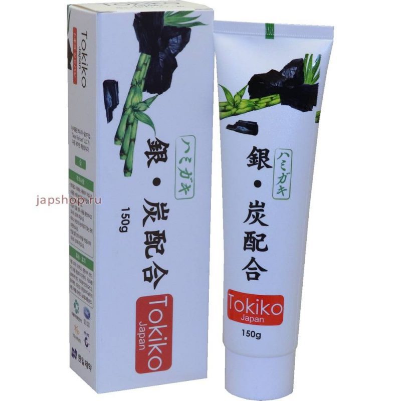 Tokiko Japan Зубная паста с серебром и бамбуковым углём Charcoal Dental  150 гр