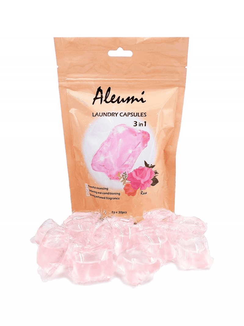 Aleumi Жидкое средство для стирки в капсулах 3в1, 1 камера 8гр, ROSE, 10шт/пакет 1/60