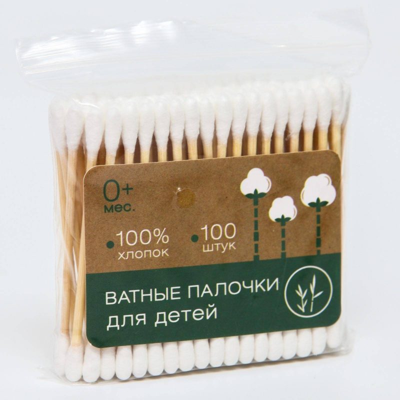 Ватные палочки, пакет 100 шт., деревянные   5469800