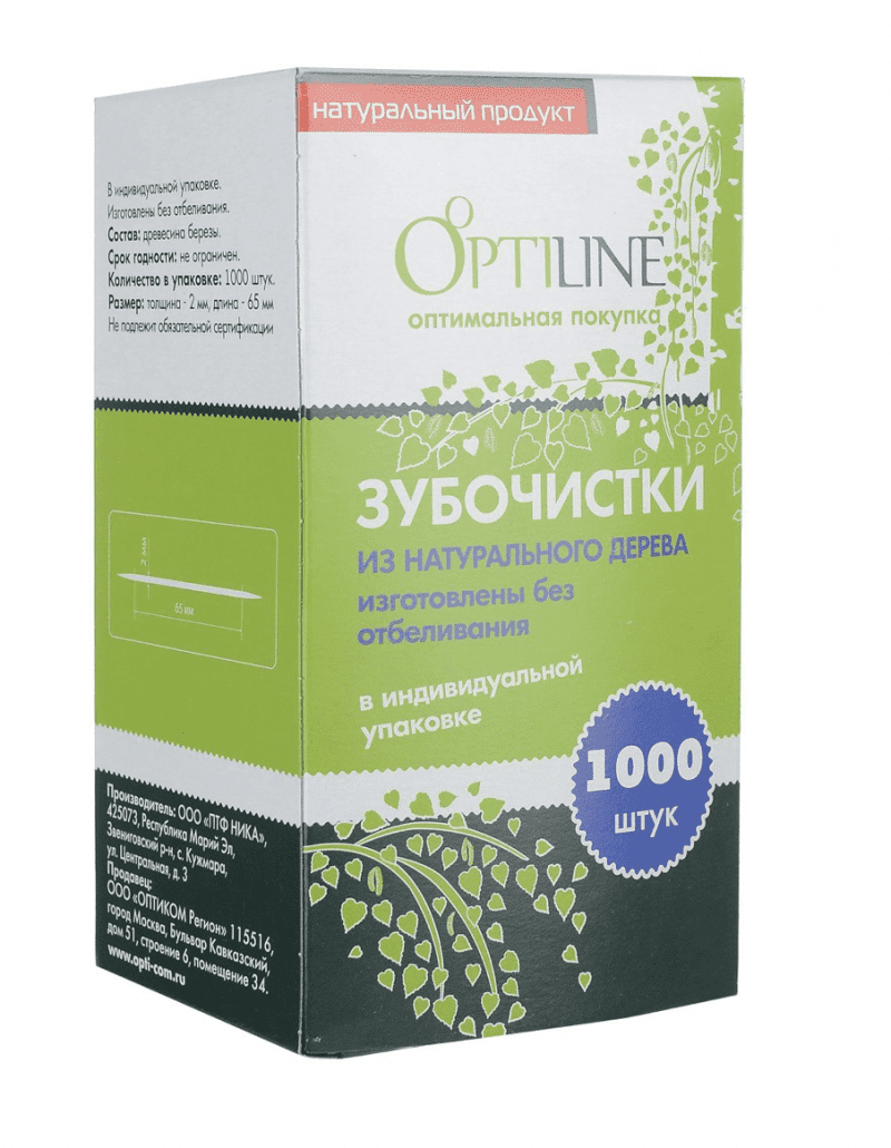 Зубочистки  дерево "OptiLine"1000 шт/уп в бум инд уп дерево *40