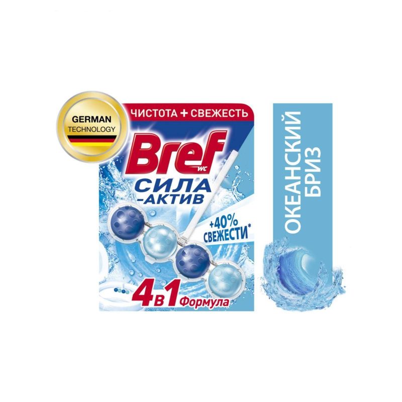 Средство для унитаза Bref Сила Актив Океанский Бриз, 4в1, 50 г   1236134