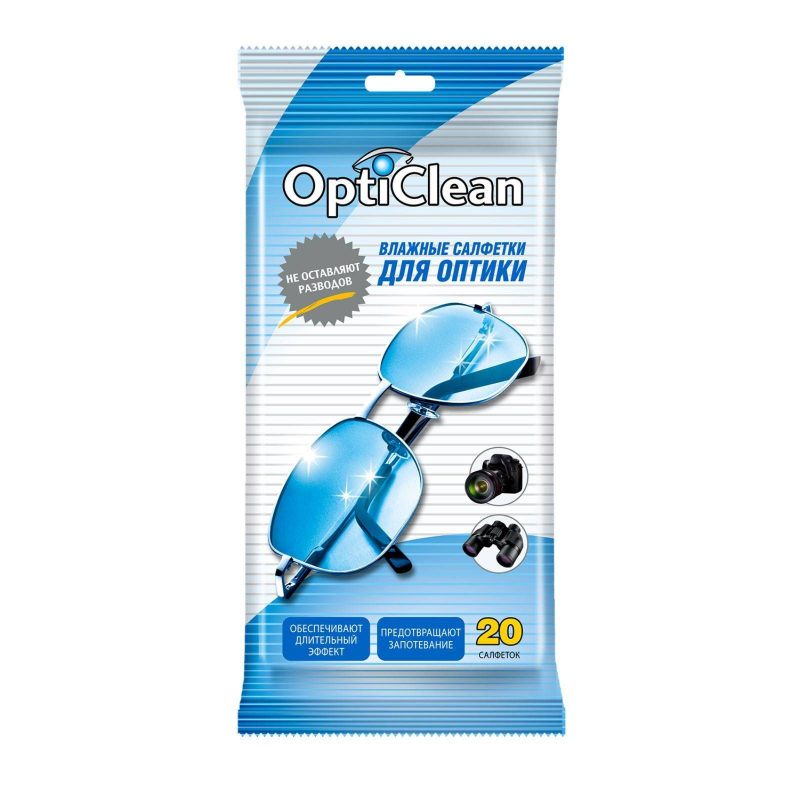 Салфетки влажные «OptiClean» для оптики, 20 шт 744296