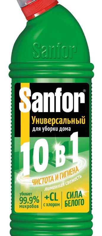 СХЗ SANFOR UNIVERSAL 10в1 Средство для чистки и дезинф. Лимонная свежесть 750мл  MML