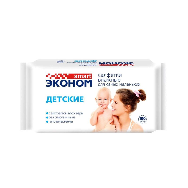 Влажные салфетки детские Эконом Smart, 100 шт. 6709611