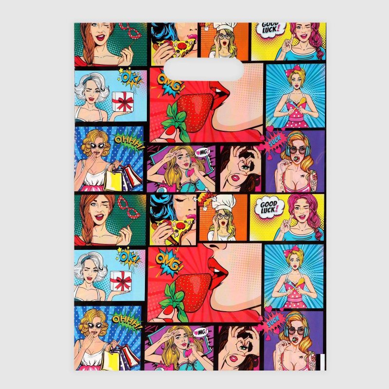 Пакет полиэтиленовый с вырубной ручкой "POP ART", клубничка, 30х40 см, 50 мкм 7039469