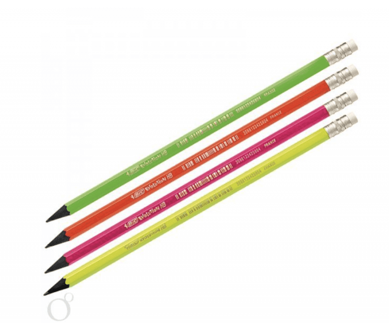 Карандаш чернографитный Bic, заточен, с ластиком, HB, Evolution Fluo *12