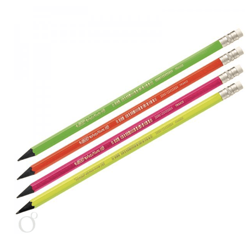 Карандаш чернографитный Bic, заточен, с ластиком, HB, Evolution Fluo *12