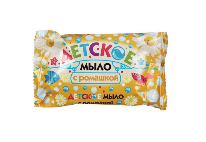 МК Туалетное мыло  Детское "Ромашка" в/обертке 90гр (флоу-пак)  штампованное