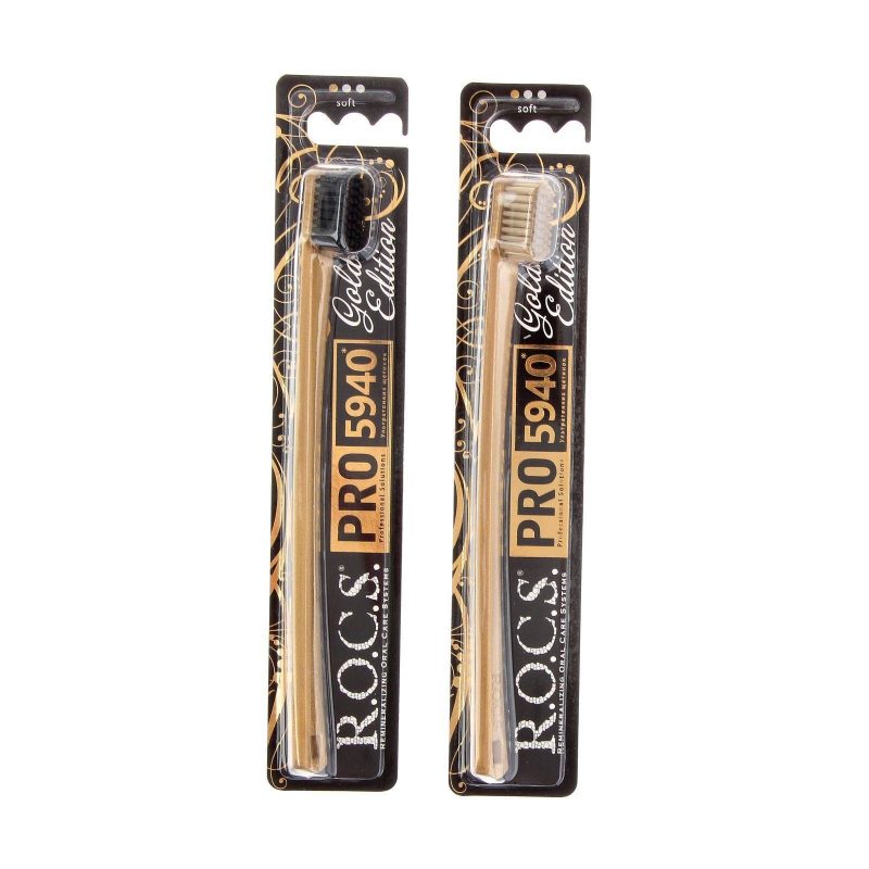 Зубная щетка R.O.C.S.PRO Gold Edition, мягкая  микс 1142791
