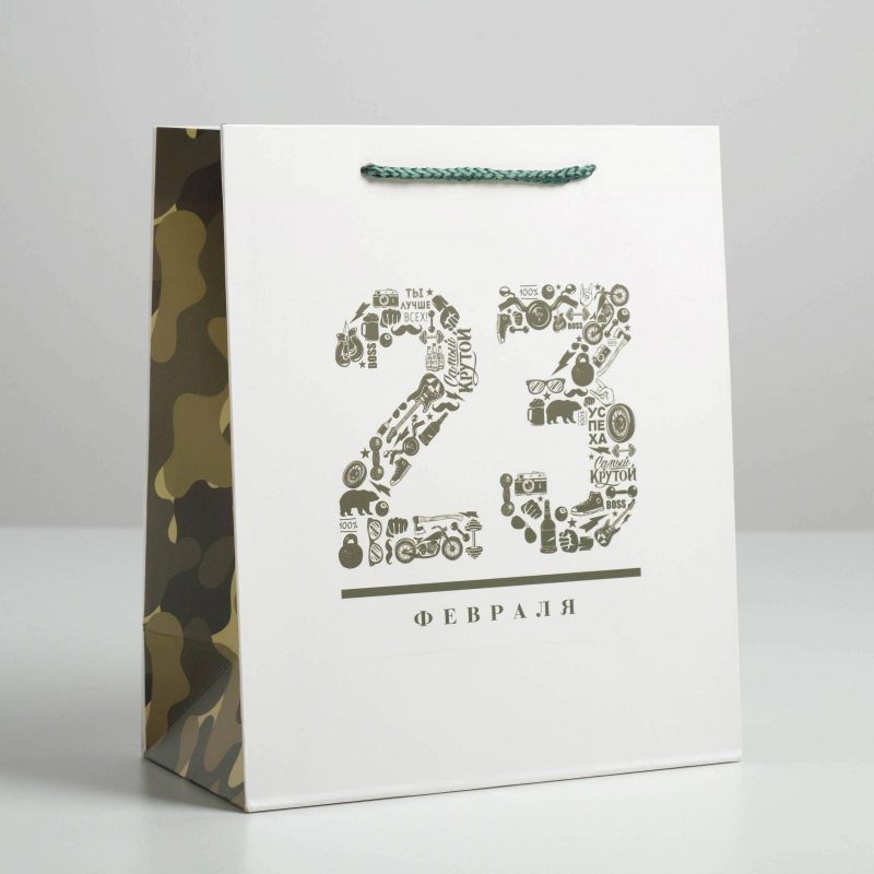 Пакет ламинированный вертикальный «23 февраля», ML 23 × 27 × 11,5 см   5187552