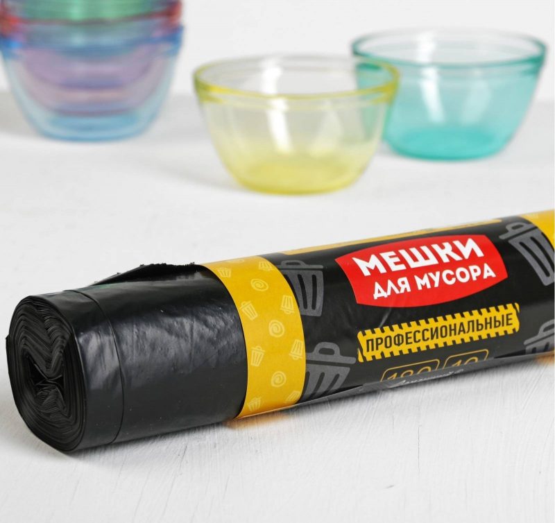 Мешки для мусора 180 л, ПВД, профессиональные, толщина 40 мкм, 10 шт в рулоне 3853484