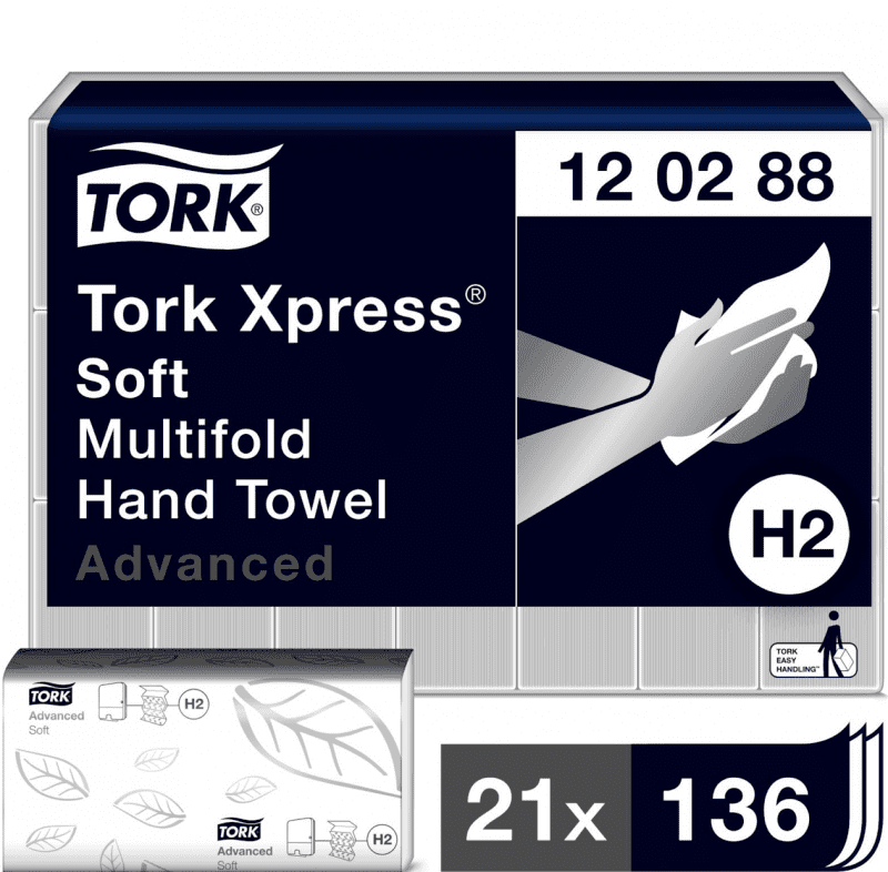 Полотенца бумажные листовые Tork Xpress Advanced H2 120288 M-сложение 2-слойные белые 136 листов (2