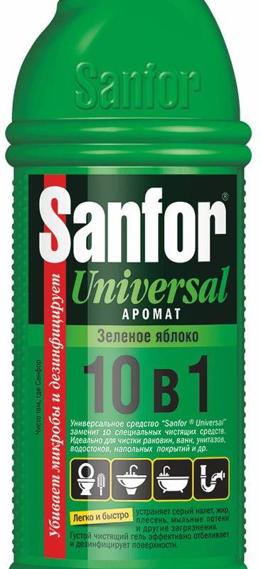 СХЗ SANFOR UNIVERSAL 10в1 Средство для чистки и дезинф. Зеленое яблоко 750мл  MML