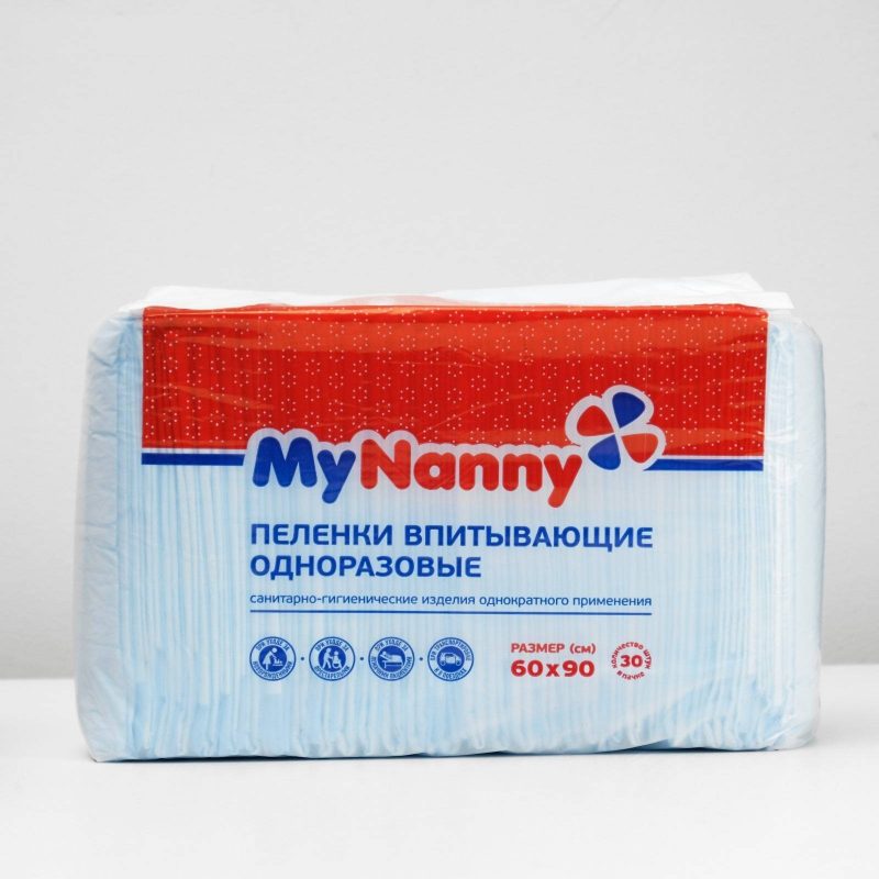 Пеленки впитывающие одноразовые «My Nanny» Эконом Лайт, 60*90, 30 шт 2682385
