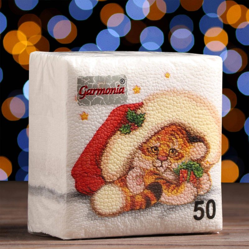 Салфетки бумажные Гармония цвета Символ года, 24х24 см, 50 листов 7184364