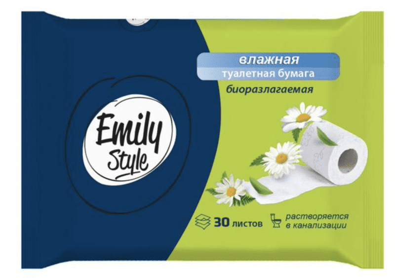 Emily Style Влажная РАСТВОРЯЮЩАЯСЯ туал. бумага 30шт  *15*35