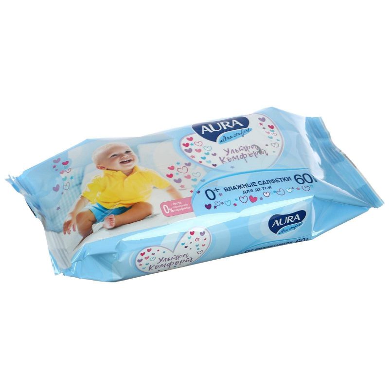 Салфетки влажные «Aura Ultra Comfort», детские, 60 шт 1165938