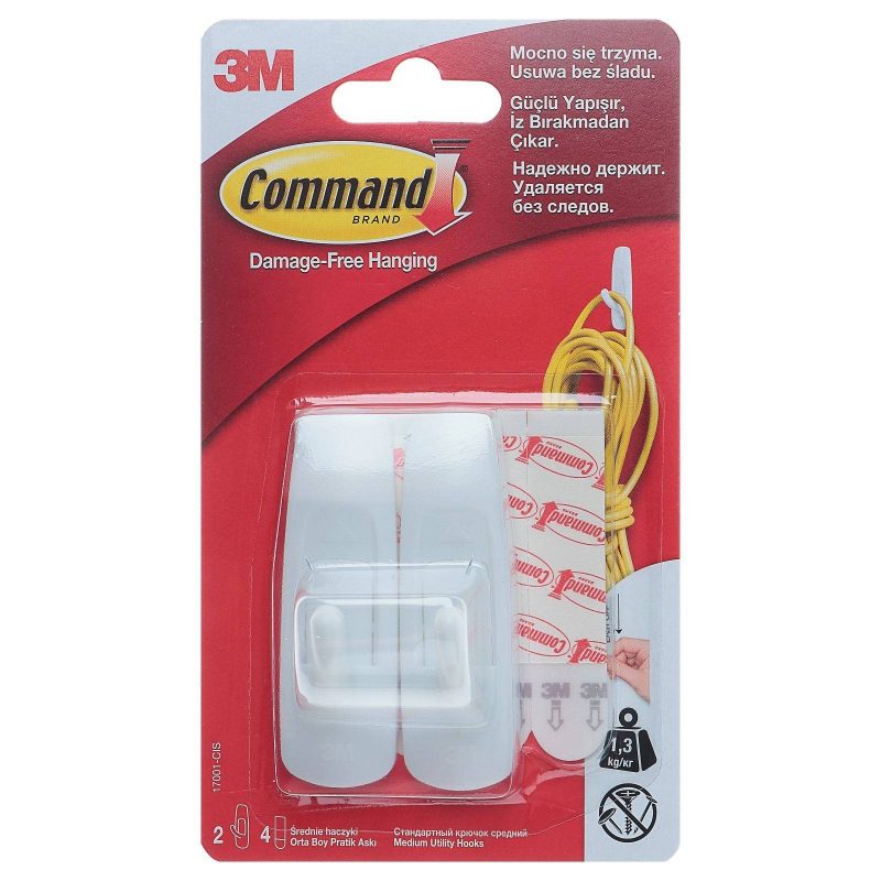 Легкоудаляемый крючок "Command"средний 1,35 кг., 2 шт. 17001 Command 690951
