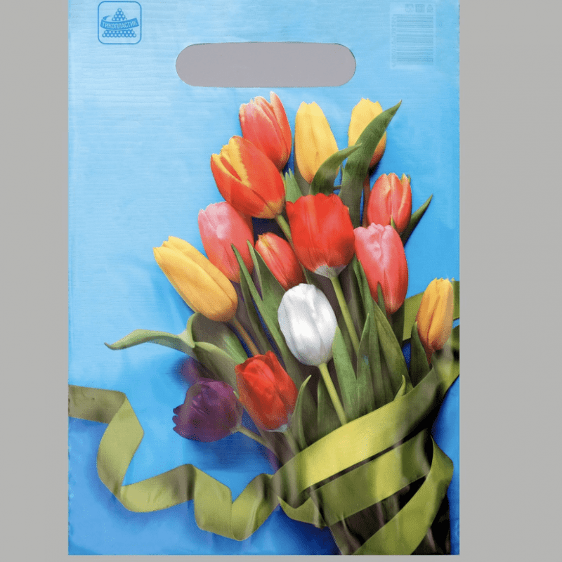 Пакет "Тюльпаны", полиэтиленовый с вырубной ручкой, 20х30 см, 30 мкм   4166758