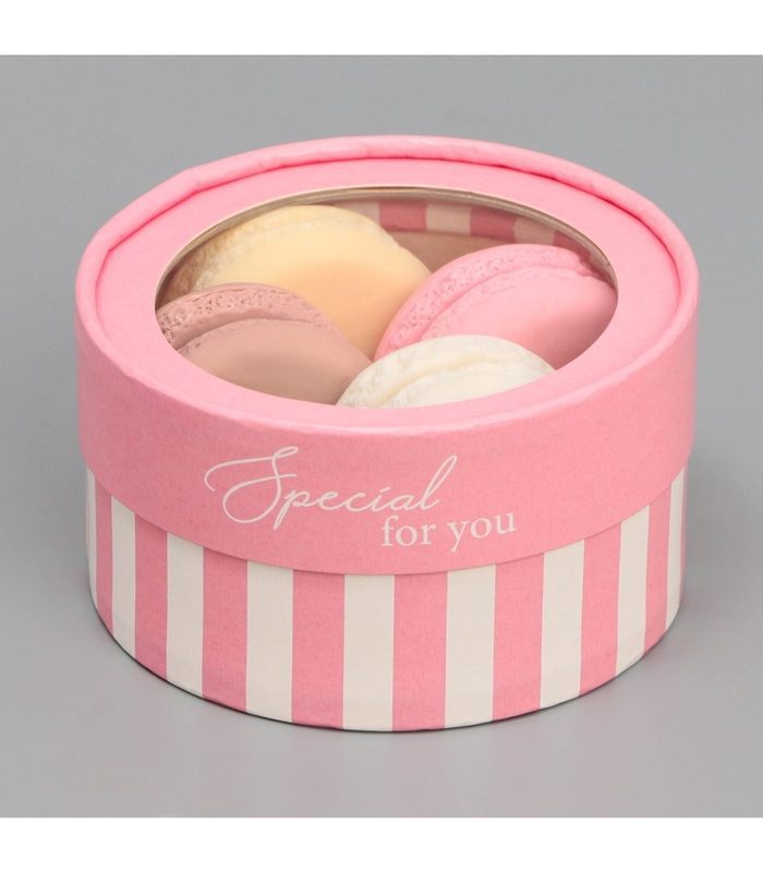 Коробка для макарун тубус с окном «For you», 12 х 12 х 5 см