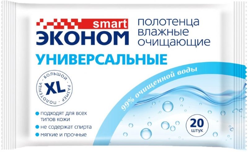 Влажные полотенца Эконом Smart хозяйственные, очищающие универсальные, 60шт
