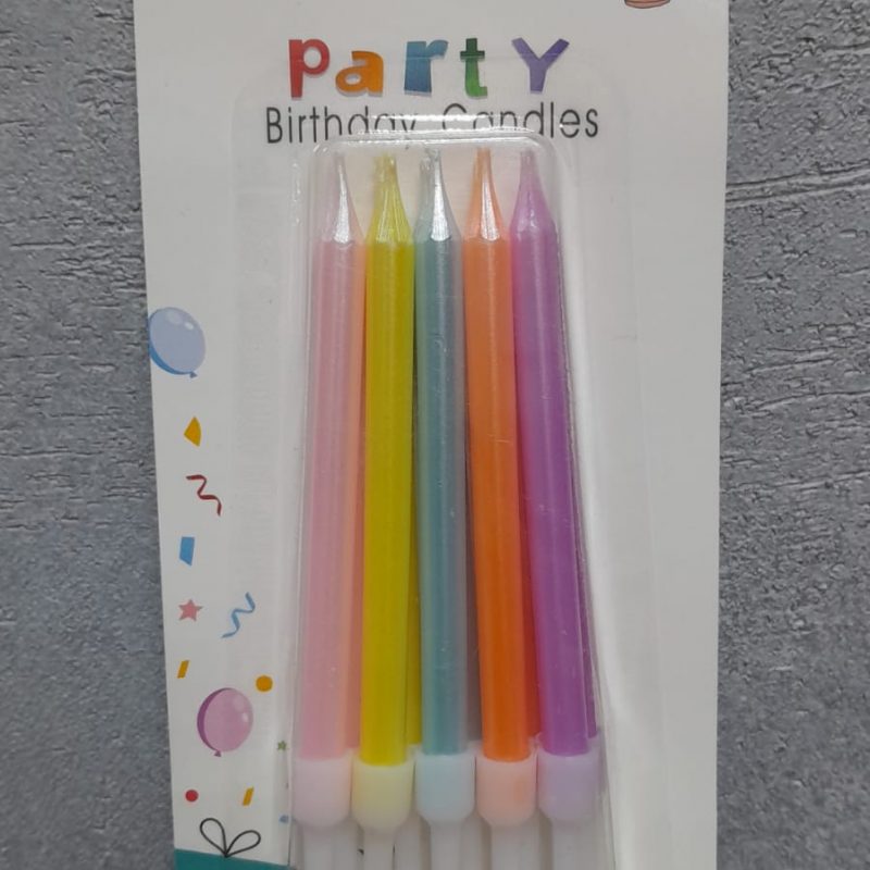 Набор свечей для торта h-8см  10шт цветные FS001