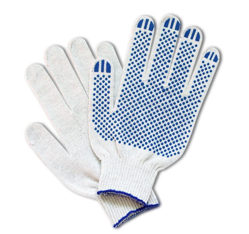 Перчатки ХБ с ПВХ "5" нитей, 10кл р9 53-55гр белые *10пар/400