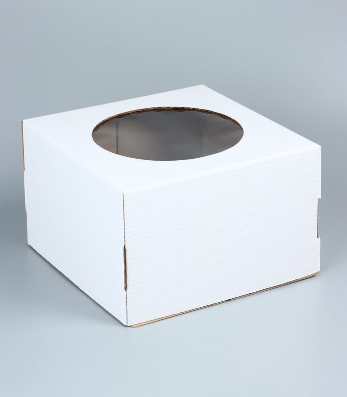 Коробка под торт, с окном, белая, 30×30×19 см 4419150