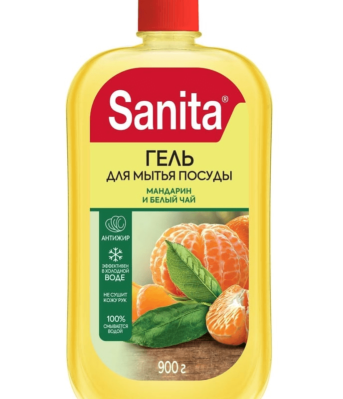 Средство для мытья посуды Sanita Мандарин и белый чай 900 мл *8
