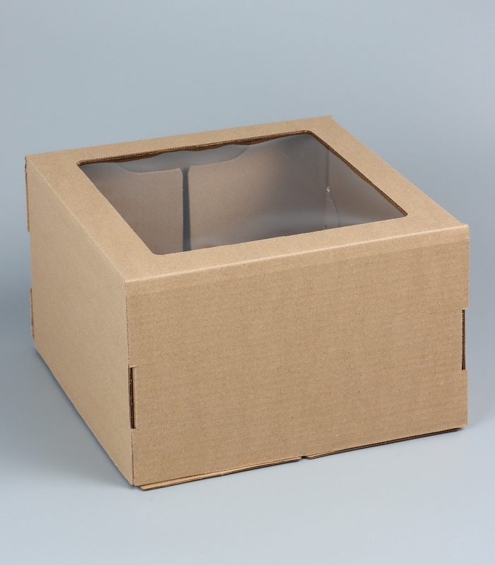 Кондитерская упаковка, с окном, крафт, 30×30×20 см 5517586