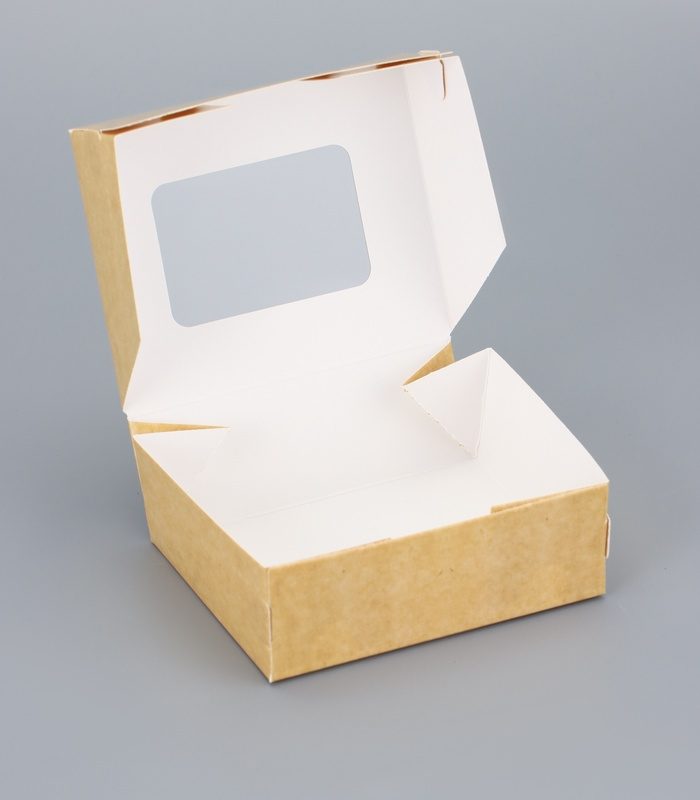 Контейнер на вынос с окном, крафт 10×8×3.5 см 9643044