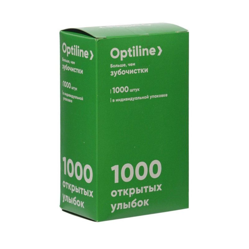 Зубочистки Optiline 1000 шт/уп в PE инд уп дерево *36