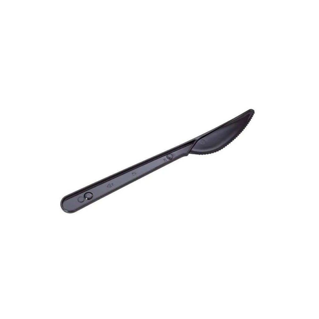 Нож столовый одноразовый, 180 мм, черный, PS, 48шт. в упаковке, 2016шт. в коробке