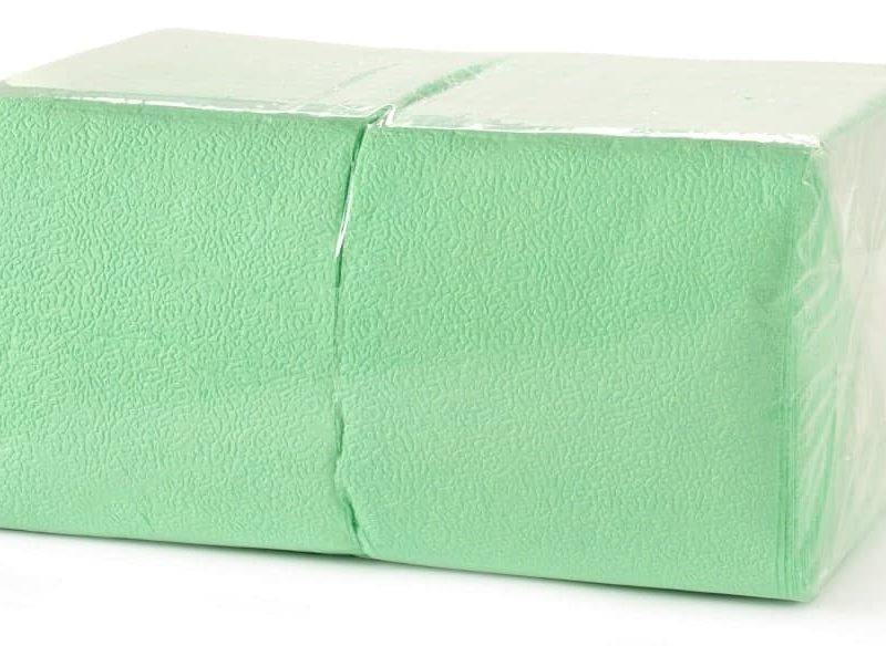 Салфетки бумажные 24х24 см. 1-сл. 400 шт.1/18 Пастель Зеленый в ПНД мешках