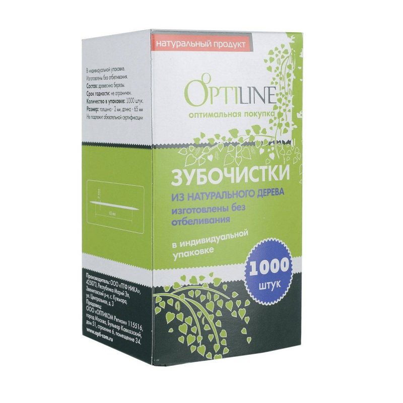 Зубочистки  дерево "OptiLine"1000 шт/уп в бум инд уп дерево *40