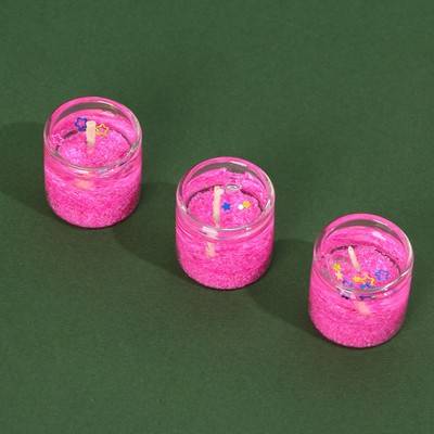 Набор гелевых свечей "Мечтай" 3шт розовые 2,5х2,5х2,5см 9469895