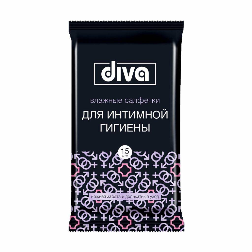 Салфетки влажные Diva intimate Black для интимной гигиены, 15 шт 2527022