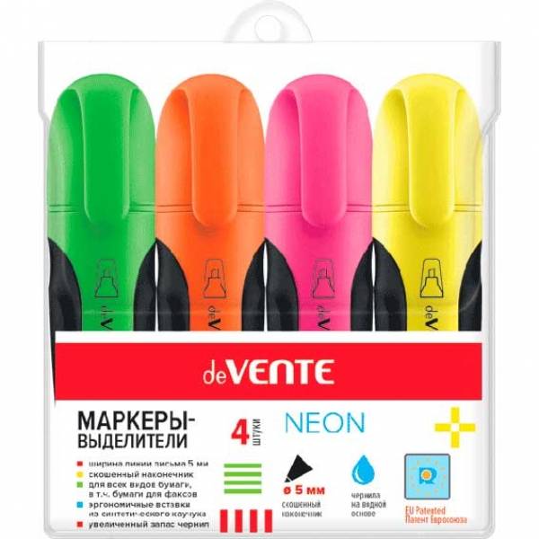 Набор текстовыделителей 4цв. 1-5мм 1/24/144 /deVENTE