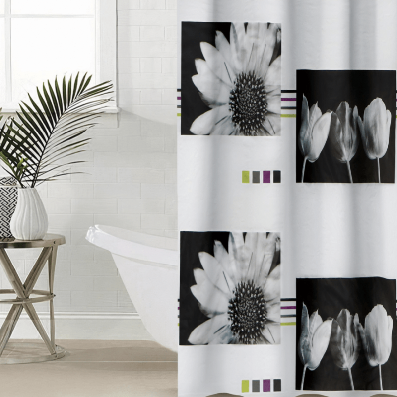 Штора для ванной "Белые цветы", 180х180 см, EVA 1904041