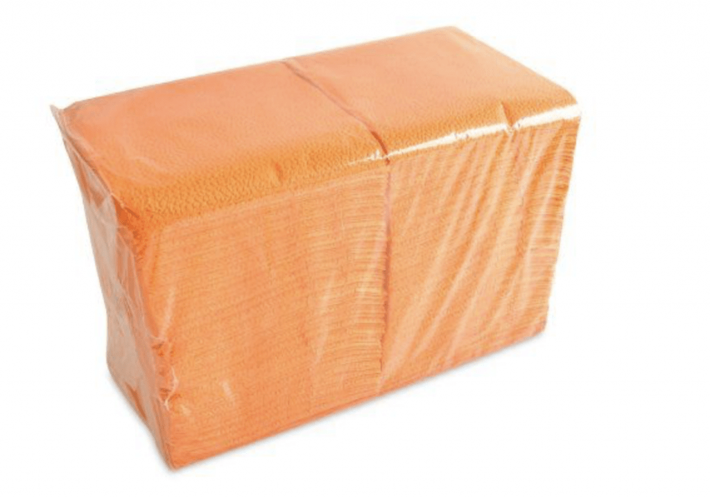 Салфетки бумажные оранжевые, 1-слойные, 24х24 см, 400 листов в пачке, 12 пачек в коробке