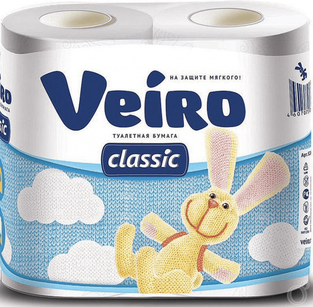 Туалетная бумага Veiro Classic 2-слойная белая 17,5м (4 рулона в упаковке)