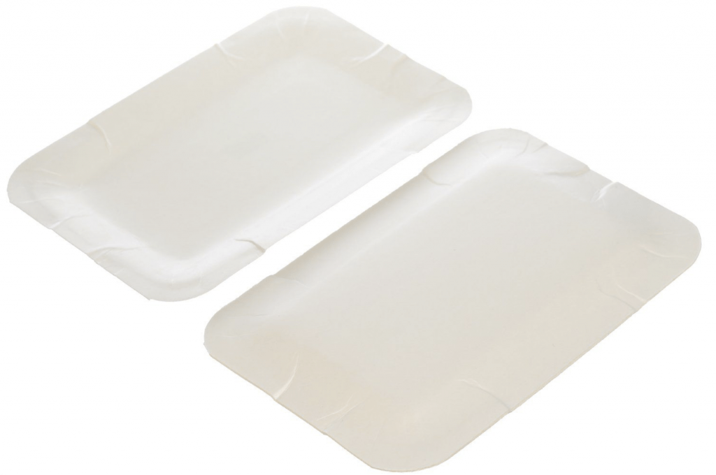 Тарелки бумажные одноразовые, прямоугольные, 13х20 см, белый ламинированный картон, 1000 шт.