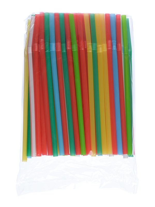 Трубочки для коктейлей гофрированные, пластиковые,цветные, 24 см, d 5 мм, 250 штук в упаковке, 48 уп