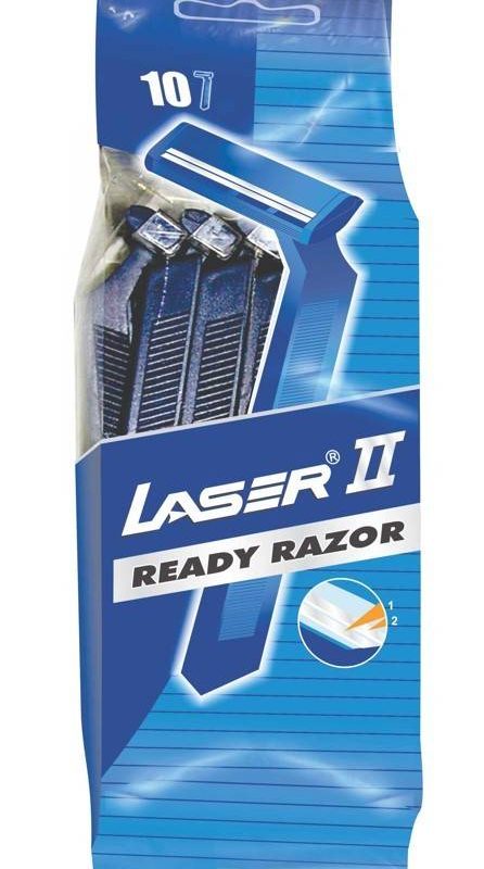 Разовые бритвы с двумя лезвиями марки "Лазер" серии "Лазер II" (1 пак.*10 шт.)