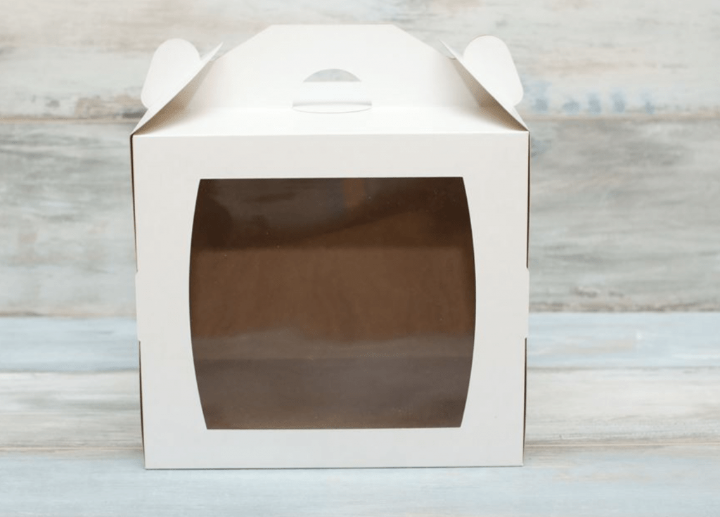 Коробка для торта (VM) - 27 х 27 х 24 см с окном, цвет - белый