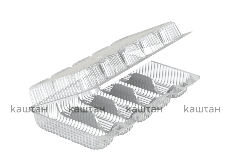 Контейнер одноразовый пластиковый упаковочный УК-18Р, ПЭТ, прозрачная, ПЩ-1,3 Б эклер