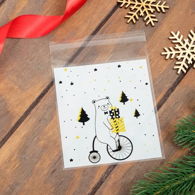 Пакет БОПП с липкой лентой "Новогодний курьер" 10х11+3см 9020848