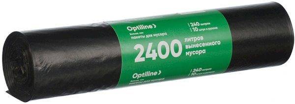 Пакеты для мусора "Премиум" ПВД 100х140 см, 50 мкм, 240л, Optiline, черные, в рулоне 10 шт. *200