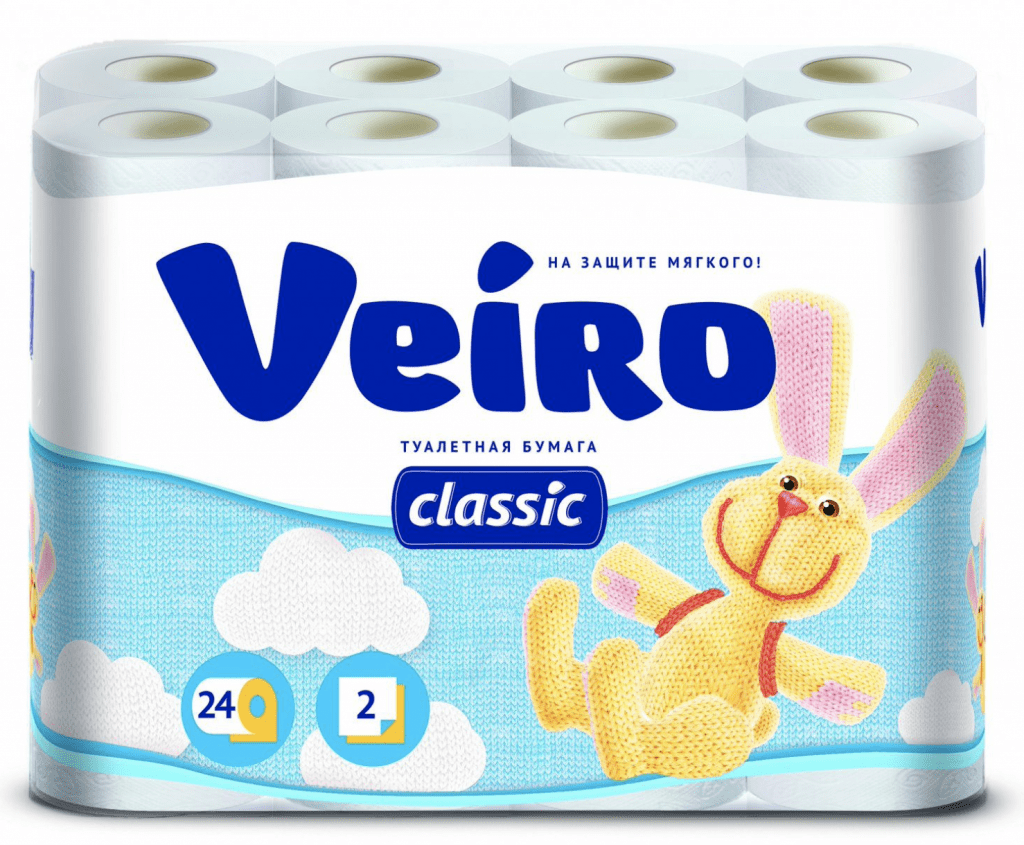 Туалетная бумага Veiro Classic 2-слойная белая 140 листов в рулоне (24 рулона в упаковке) 3*